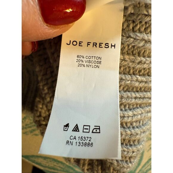 Joe Fresh Size XS Mock Neck Fair Isle Sweater Gray Green Nordic Winter Holiday - Picture 10 of 10